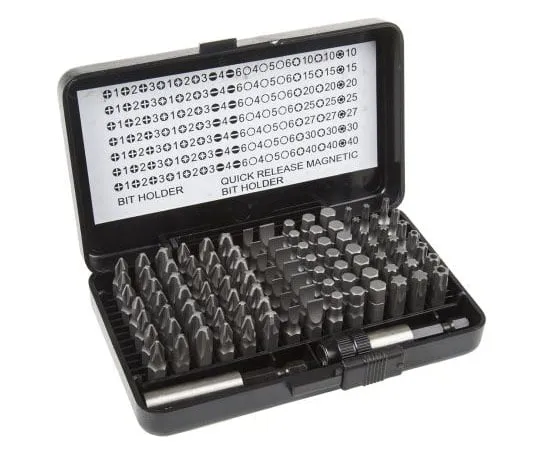 63-7565-21　MTI驱动位设置100个，Phillips (x7) :PH1;PH2;PH3;Pozidriv (x7) :PZ1;PZ2;PZ3;槽 (x7) :4;6毫米;六边形　560-800
