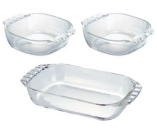 64-5272-09　Heat-Resistant Glass Toaster Dish 3 Pieces　HTZ-2808