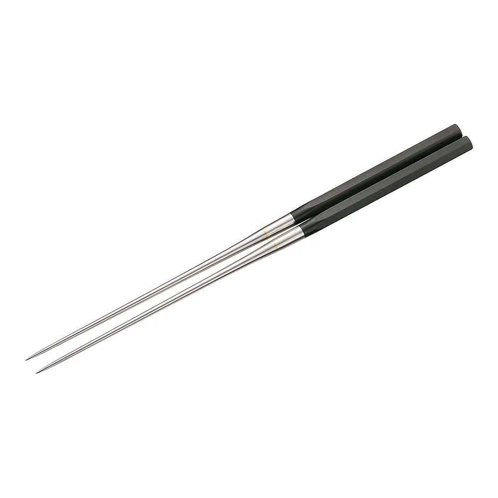 62-6471-41　Genuine Grilled Stainless Steel Black Plywood Hex Handle Mounting Chopsticks 2116 165 mm