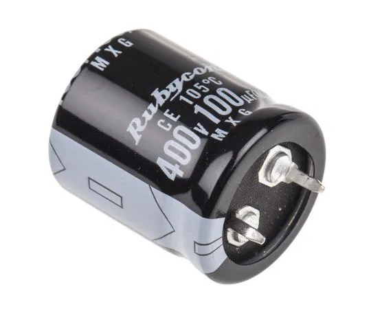 63-7651-94　Rubycon 100μF400V直流铝电解电容器，通孔22 (Dia。)x 25 mm+105°22mm 10mm　400MXG100MSN22X25