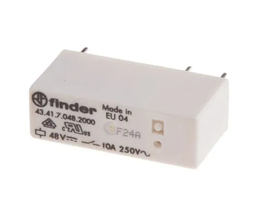 63-7584-43　Finder43系列SPDT非锁定继电器PCB安装，48V直流线圈，10A　43.41.7.048.2000