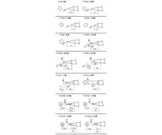 63-4835-14　FX-951 Replacement Tip Straight Conical T12 Series　T12-B4