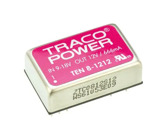 63-7537-36　TRACOPOWER 10 8 8W隔离直流-直流换流器通过孔，电压在9→18 V直流，电压在12V直流　TEN 8-1212