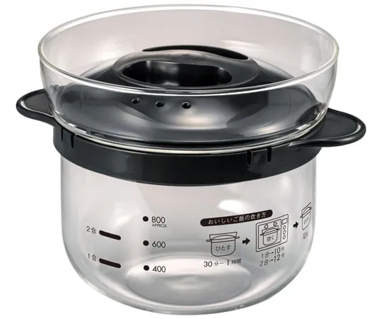 64-9710-88　Glass Microwavable Rice Pot 1~2 Cup 12 Pieces Set　XRCN-2-B