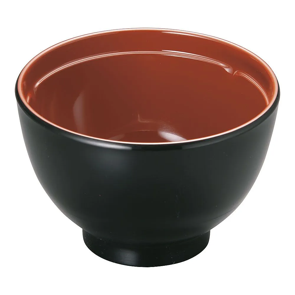 62-6853-48　New Melamine Small Soup Bowl (Vermilion Outer Kurouchi)　M-2083