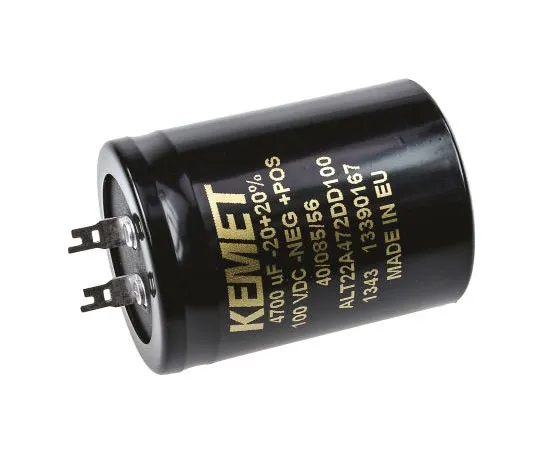 63-7496-47　凯美特4700μF100V直流铝电解电容器，冲压安装40 x 55mm+85°C 40mm 55mm　ALT22A472DD100