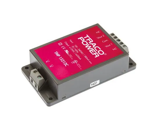 63-7654-73　TRACOPOWER15W双输出嵌入式开关模式电源SMPS,650mA,±12V直流封装　TMP 15212C