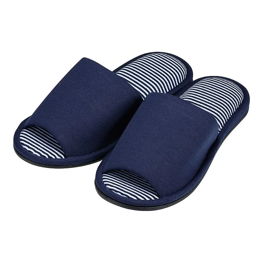 63-5720-35　Striped Knit LL Size Slippers Navy　SSL2701