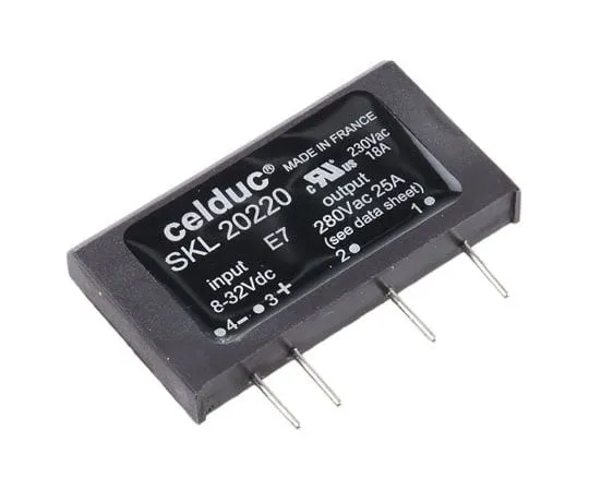 63-7512-01　Celduc 25 A固态继电器，0交叉，PCB安装，晶闸管，280 V交流最大负载　SKL20220
