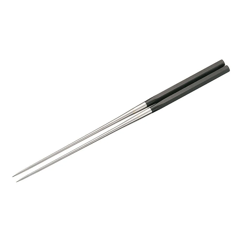 62-6471-42　Genuine Grilled Stainless Steel Black Plywood Hex Handle Mounting Chopsticks 2118 180 mm