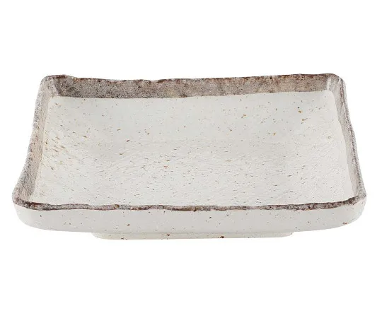 63-7195-96　Japanese tableware collection white karatsu deep mouth square plate　8180840