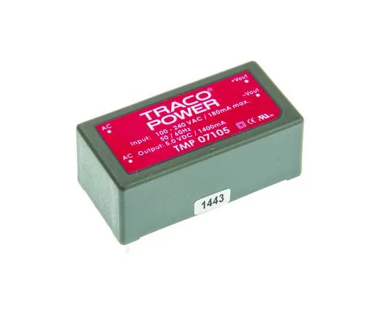 63-7654-50　TRACOPOWER7W1输出嵌入式开关模式电源SMPS,1.4A,5V直流封装　TMP 07105
