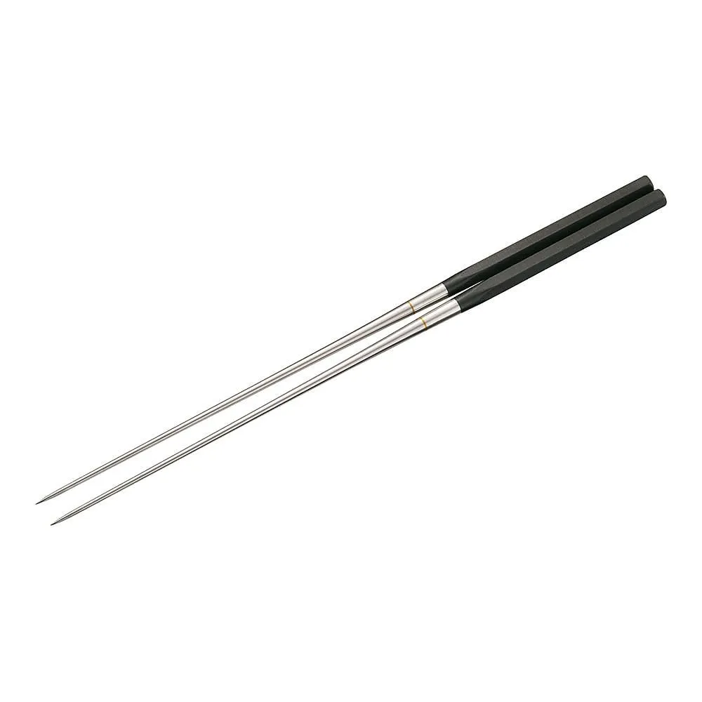 62-6471-43　Genuine Grilled Stainless Steel Black Plywood Hex Handle Mounting Chopsticks 2121 210 mm