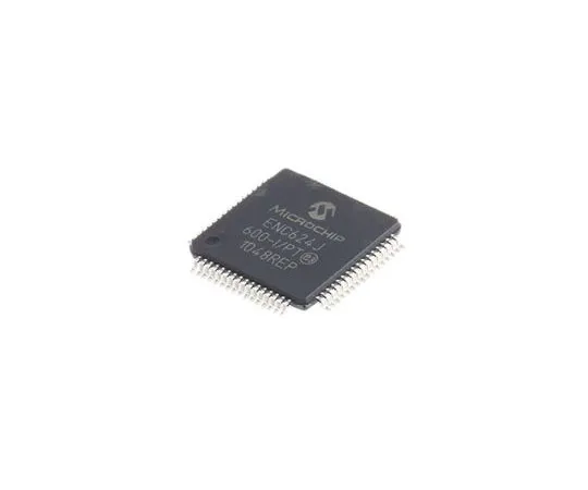 63-7659-44　微芯片ENC624J600-I/PT,以太网控制器，10 Mbps, 100 Mbps MII, MIIM,串行SPI, 3.3 V,64-PinTQFP　ENC624J600-I/PT
