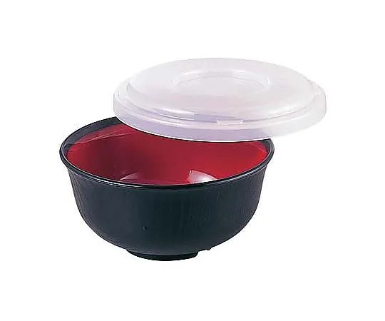 62-6858-36　Two-Color Udon Rice Bowl (Lid Included) SW-124 Black/Inner Wine