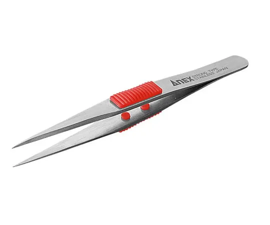 63-2936-58　Stainless Steel Tweezers with Rubber Grip Strong Type 120 mm　No.210