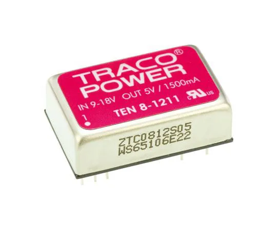 63-7537-34　TRACOPOWER 10 8 8W隔离直流-直流换流器通孔，电压在9→18 V直流，电压在5V直流　TEN 8-1211