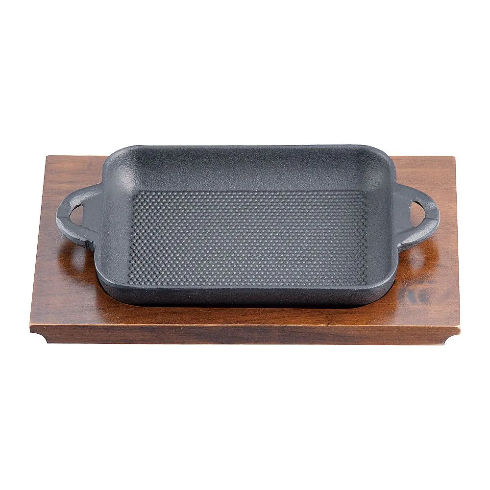 62-6731-95　Nanbu Tekki Mini Square Plate (w/Wooden Platform)