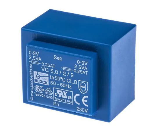 63-7500-43　9VAC2通过孔型PCB变压器输出，5VA　VC 5/2/9