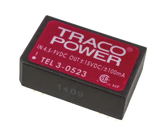 63-7524-56　TRACOPOWER TEL 3 3W隔离直流-直流换流器通过孔，电压在4.5→9 V直流，电压输出±15V直流　TEL 3-0523