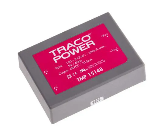 63-7654-58　TRACOPOWER15W1输出嵌入式开关模式电源SMPS,310mA,48V直流封装　TMP 15148
