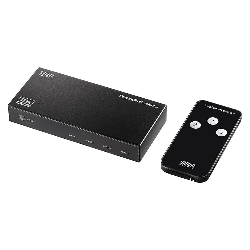 68-0711-11　3-input 1-output DisplayPort switch (8 K/30 Hz compatible, remote control included)　SW-DP31R