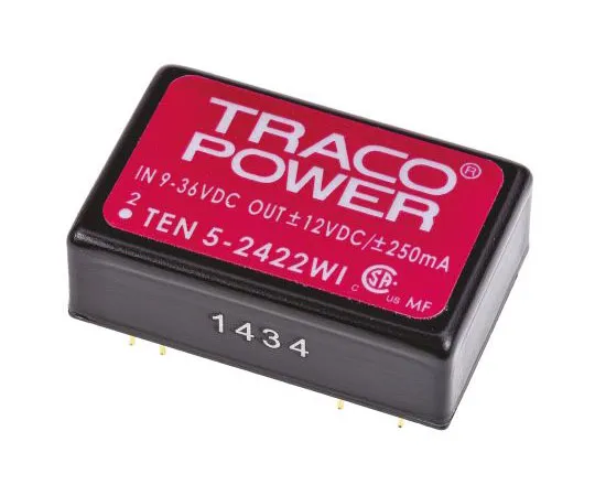 63-7620-72　TRACCOPOWER 10 5WI 6W隔离直流-直流换流器通过孔，电压在9→36 V直流，电压输出±12V直流　TEN 5-2422WI