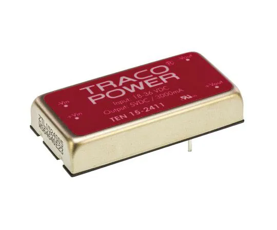 63-7541-07　TRACOPOWER 10 15 15W隔离直流-直流转换器通过孔，电压在18→36 V直流，电压输出5V直流　TEN 15-2411