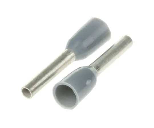 63-7682-15　TE Connectivity绝缘折边Bootlace Ferrule,8mmPin Length,1.2mm Pin Diameter,0.75mm2 Wire Size, Grey　966067-5