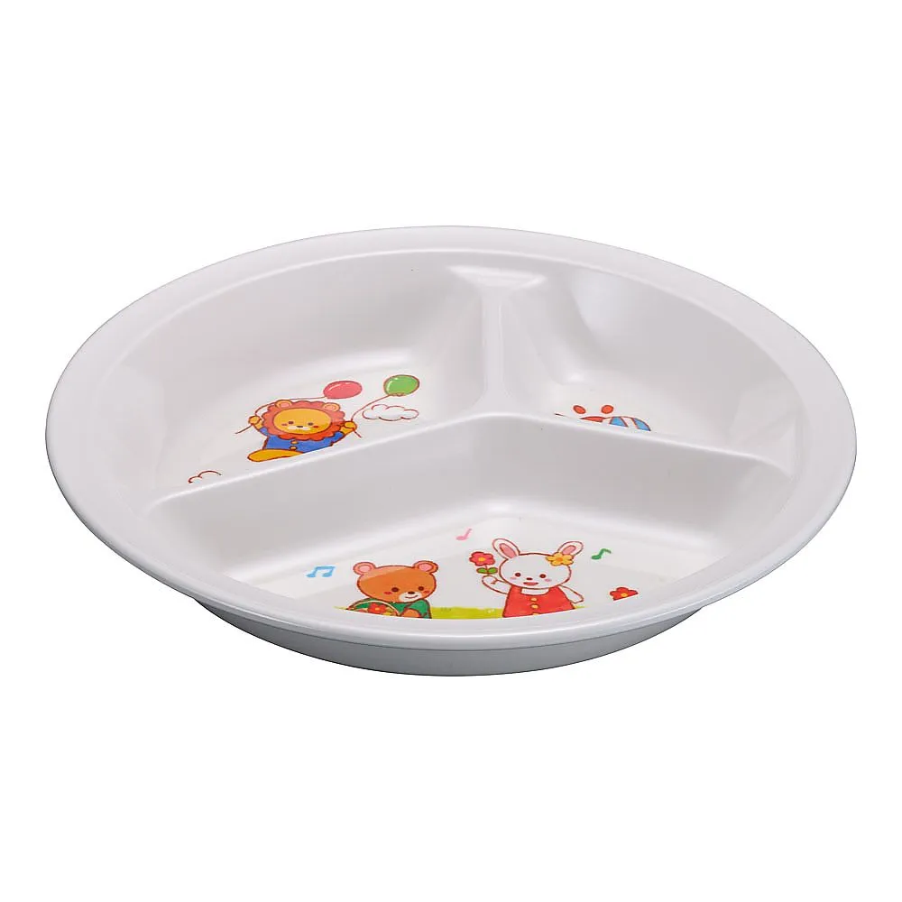 64-4205-63　Melamine children's tableware "Everybody with me."　3-Cut Lunch Plate　YMA-1