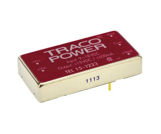 63-7600-10　TRACOPOWER TEL 15 15W隔离DC-DC转换器通过孔，电压在9→18 V直流，电压输出±15V直流　TEL 15-1223