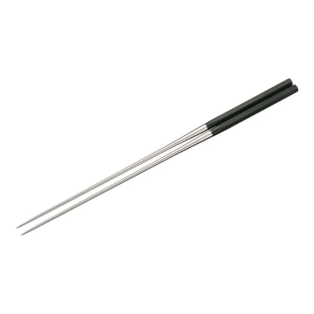 62-6471-44　Genuine Grilled Stainless Steel Black Plywood Hex Handle Mounting Chopsticks 2124 240 mm