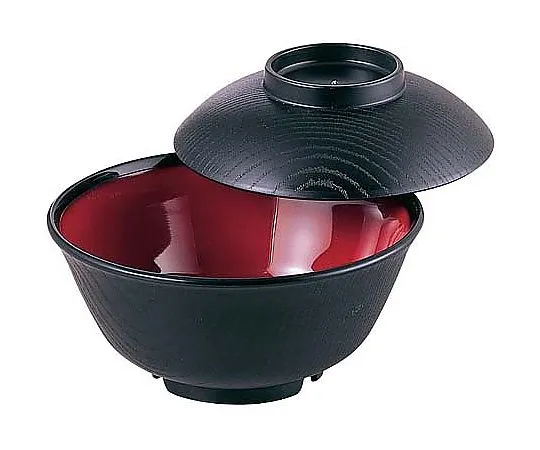 62-6858-34　Two-Color Rice Bowl (w/Lid) SW-123 Black/Inner Wine