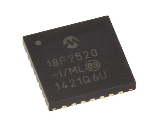 63-7660-48　微芯片，8位PIC微控制器，40MHz, 32 kB, 256 B闪存，28-PinQFN　PIC18F2520-I/ML