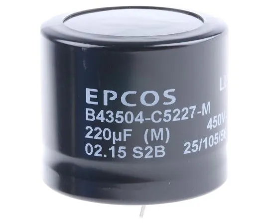63-7589-35　EPCOS220μF450V直流铝电解电容器，通孔35 (Dia。)x 30 mm+105°35mm 10mm　B43504C5227M000