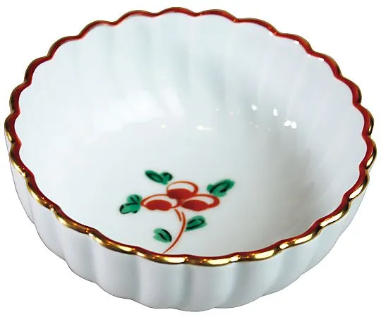 69-5206-87　Arcelam Reinforced Tableware Red Gold Mirai Chrysanthemum Type Small Bowl EC20-19　1133020